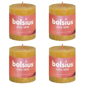 Bolsius Stompkaarsen Shine 4 St Rustiek 80X68 Mm Honinggeel 80 x 68 mm Honingraatgeel