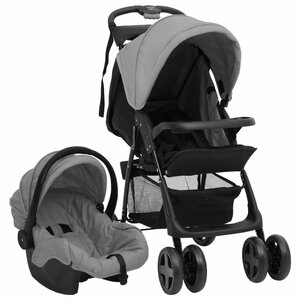 Kinderwagen 3-In-1 Staal Lichtgrijs En Zwart