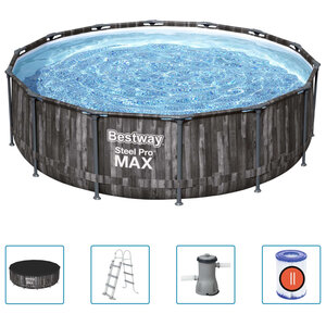 Bestway Steel Pro Max Zwembadset Rond 427X107 Cm Donkergrijs