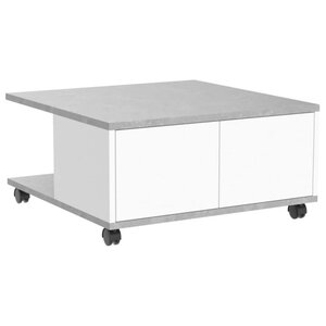 Fmd Salontafel Verplaatsbaar 70X70X35,5 Cm Grijskleurig Glanzend 1 Wit en beton