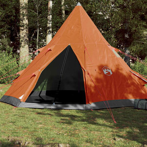 Tent 4-Persoons 367X367X259 Cm 85T Taft Grijs En Oranje 1 orange