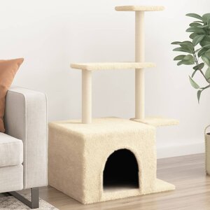 Kattenmeubel Met Sisal Krabpalen 110 Cm Kleurig Crème