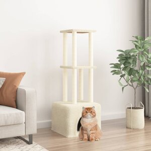 Kattenmeubel Met Sisal Krabpalen 133,5 Cm Kleurig Crème