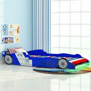 Kinderbed Raceauto Met Led-Verlichting 90X200 Cm Blauw