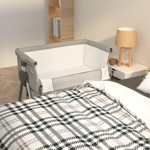 Babybed Met Matras Linnen Lichtgrijs