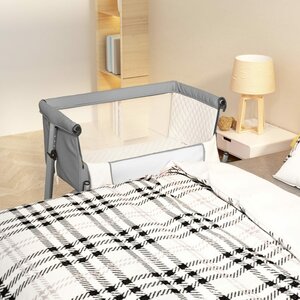 Babybed Met Matras Linnen Lichtgrijs