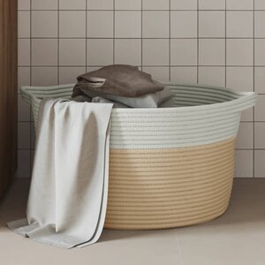 Opbergmand Ø Katoen En Wit 40 x 25 cm Beige