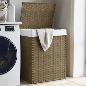 Wasmand Met Deksel 46X33X60 Cm Poly Rattan Naturel 1