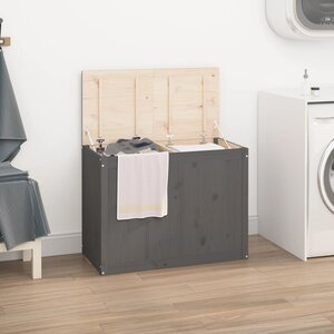 Wasmand 88,5X44X66 Cm Massief Grenenhout 1 88.5 x 44 x 66 cm Grijs