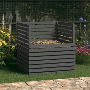 Compostbak Massief Grenenhout 1 100 x 100 x 102 cm Grijs