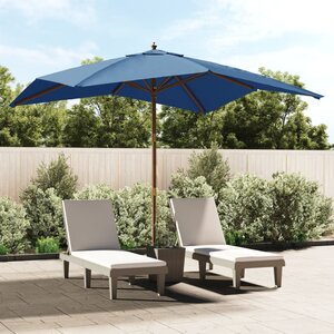 Parasol Met Houten Paal 300X300X273 Cm Azuur Blauw