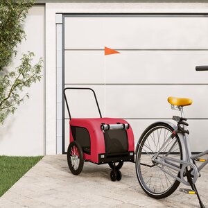 Hondenfietstrailer Oxford Stof En Ijzer 125 x 63 x 66 cm Rood en zwart