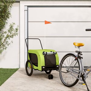 Hondenfietstrailer Oxford Stof En Ijzer 134 x 68 x 74 cm Groen en zwart