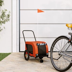 Hondenfietstrailer Oxford Stof En Ijzer 124 x 53 x 53 cm Oranje en zwart