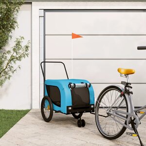 Hondenfietstrailer Oxford Stof En Ijzer 134 x 68 x 74 cm Blauw en zwart