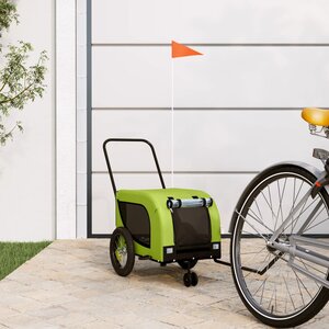 Hondenfietstrailer Oxford Stof En Ijzer 124 x 53 x 53 cm Groen en zwart