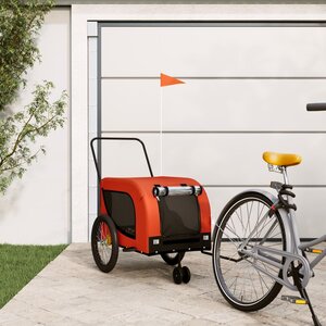 Hondenfietstrailer Oxford Stof En Ijzer 134 x 68 x 74 cm Oranje en zwart