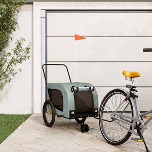 Hondenfietstrailer Oxford Stof En Ijzer 134 x 68 x 74 cm Grijs en zwart