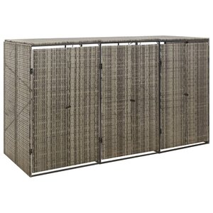 Containerberging Driedubbel 207X80X117 Cm Poly Rattan 3 containers Grijs