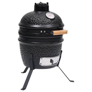 Kamado Barbecue 2-In- 56 Cm Keramiek 1 Zwart