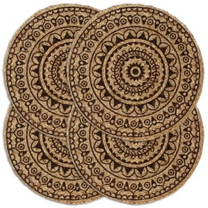 Placemats Rond 38 Cm 4 Donkerbruin Jute