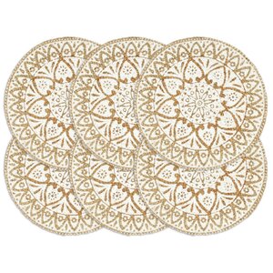 Placemats Rond 38 Cm 6 Wit Jute