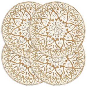 Placemats Rond 38 Cm 4 Wit Jute