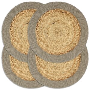 Placemats 38 Cm Natuurlijk En 4 Grijs Jute en katoen