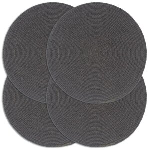 Placemats Rond 38 Cm Effen 4 Donkergrijs Katoen