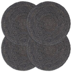 Placemats Rond 38 Cm 4 Donkergrijs Jute