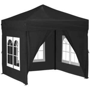 Partytent Inklapbaar Met Zijwanden 2 x 2 m Zwart