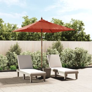 Parasol Met Houten Paal 198X198X231 Cm Kleurig Terracotta