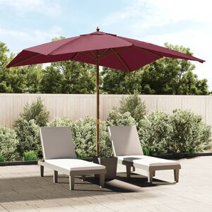 Parasol Met Houten Paal 300X300X273 Cm Bordeaux Rood