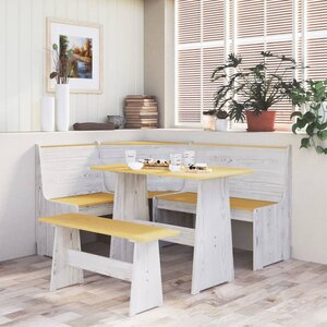 Eettafel Met Bankje Massief Grenenhout Honingbruin En Wit honey brown and white