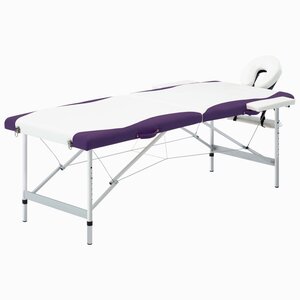 Massagetafel Inklapbaar 2 Zones Aluminium Wit en paars