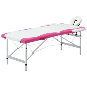 Massagetafel Inklapbaar 2 Zones Aluminium Wit en roze