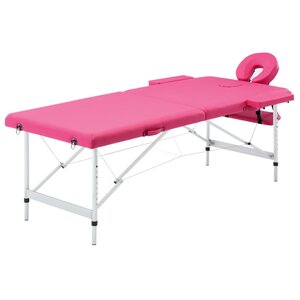 Massagetafel Inklapbaar 2 Zones Aluminum Roze