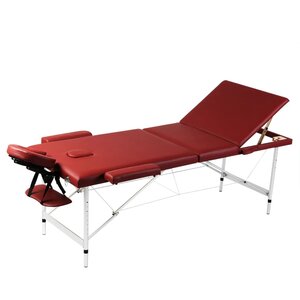 Inklapbare Massagetafel 3 Zones Met Aluminium Frame () Rood