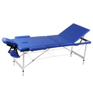 Inklapbare Massagetafel 3 Zones Met Aluminium Frame () Blauw