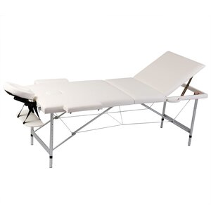 Inklapbare Massagetafel 3 Zones Met Aluminium Frame (Creme) Crèmewit