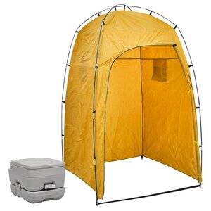 Kampeertoilet Met Tent Draagbaar 10 + 10 L Geel