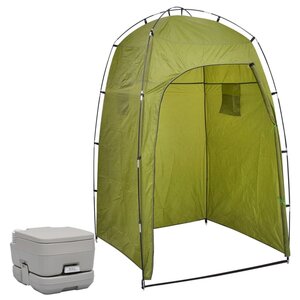 Kampeertoilet Met Tent Draagbaar 10 + 10 L Groen