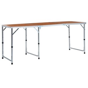 Campingtafel Inklapbaar Aluminium 180 x 60 cm Bruin