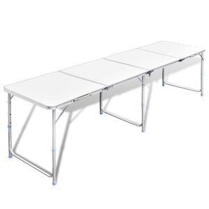 Camping Inklapbaar En Verstelbaar Aluminium Wit 240 x 60 cm Tafel