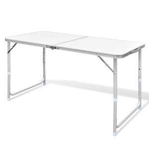 Camping Inklapbaar En Verstelbaar Aluminium Wit 120 x 60 cm Tafel