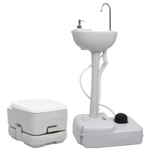 Campingtoilet En Wasbak Draagbaar 50.5 x 33 x 103 cm + 41.5 x 36.5 x 30 cm