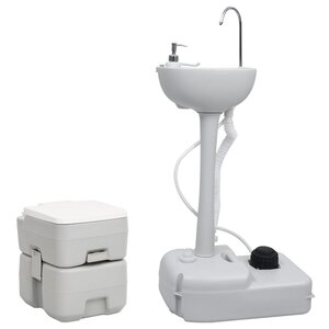 Campingtoilet En Wasbak Draagbaar 41.5 x 36.5 x 42 cm + 50.5 x 33 x 103 cm