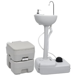 Campingtoilet En Wasbak Set Draagbaar 50.5 x 33 x 103 cm + 41.5 x 36.5 x 42.5 cm