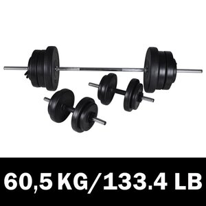 Barbell- En Dumbbellset 60,5 Kg 60.5 kg Rechte stang