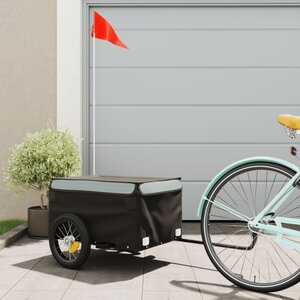 Fietstrailer 30 Kg Ijzer Zwart En 120 x 54 x 44 cm Grijs